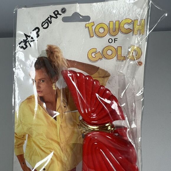 Vintage Top Star Red And Gold Butterfly Clip 1989 Retro 80's Touch Of Gold NOS - Picture 3 of 4